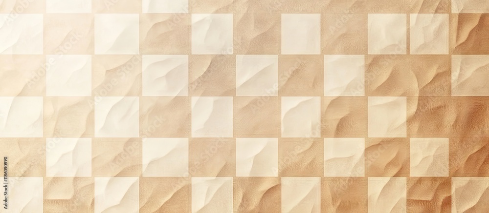 Poster Beige checkered pattern paper texture wall texture backdrop vacant space for text. with copy space image. Place for adding text or design