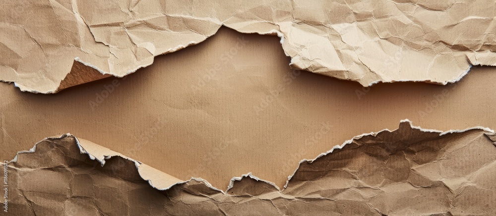 Wall mural ripped brown paper. with copy space image. place for adding text or design