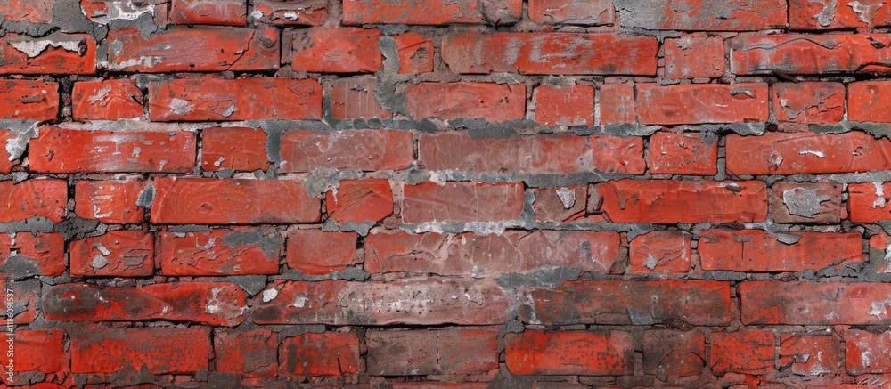 Fototapete Close up of a textured background featuring a red weathered brick wall. with copy space image. Place for adding text or design