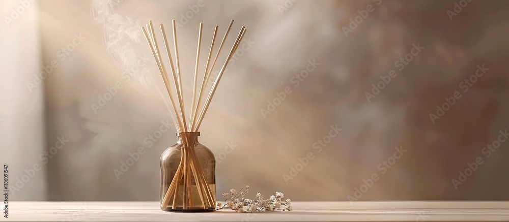 Aufkleber Aromatherapy reed diffuser air freshener featuring a text space below High quality image. with copy space image. Place for adding text or design