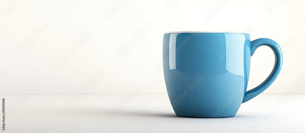 Aufkleber oversized blue mug white background close up. with copy space image. place for adding text or design