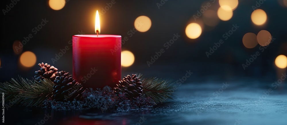Aufkleber Christmas Candle. with copy space image. Place for adding text or design