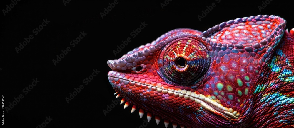 Aufkleber a chameleon portrait macro photograph of details skin eyes head and colors chamaeleo chamaeleon obse