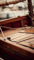 Detailed close-up of a ship's deck with weathered wooden planks