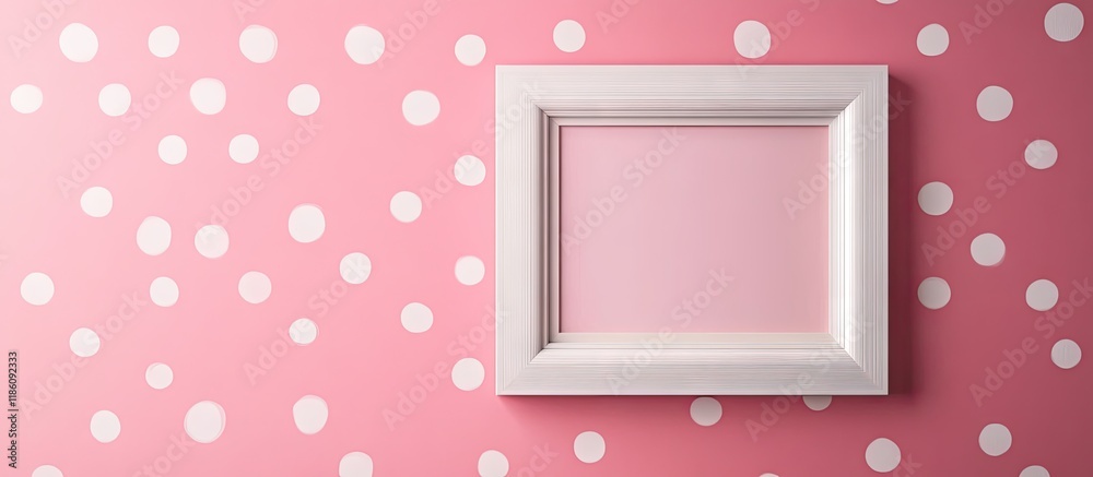 Leinwandbilder polka dot picture frame mockup. with copy space image. place for adding text or design