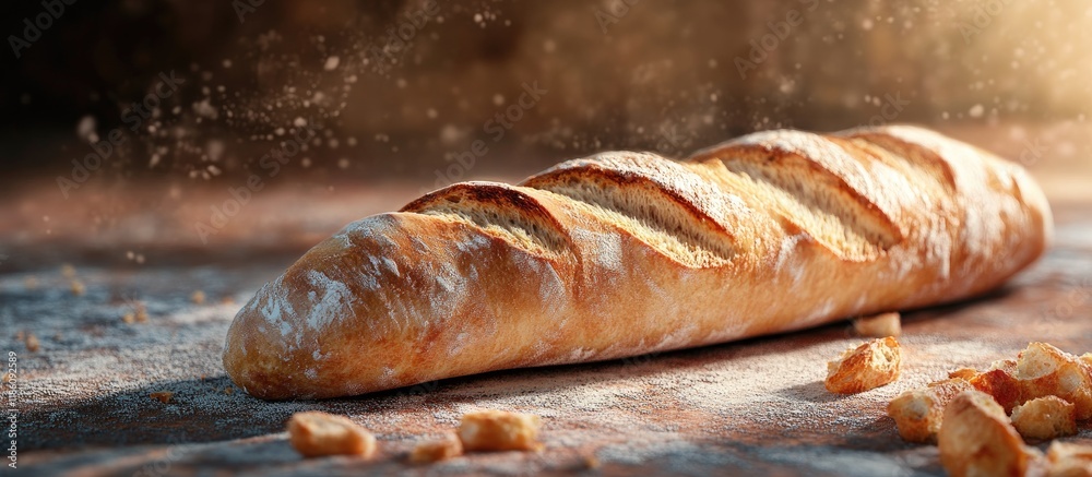 Poster Baguette. with copy space image. Place for adding text or design