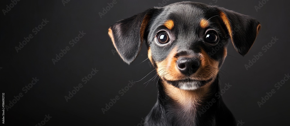 Poster Charming little puppy gazing at the camera. with copy space image. Place for adding text or design