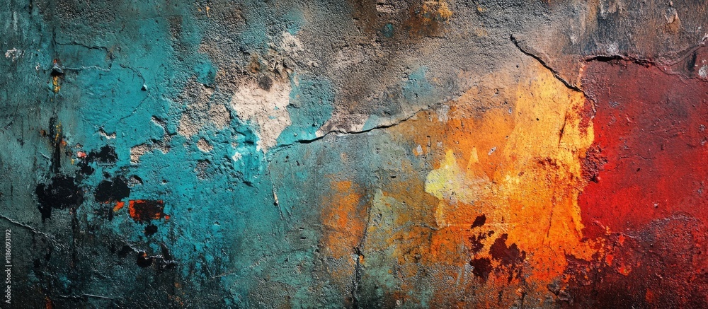 Fototapete blurred abstract backdrop textured grunge wall fragment of graffiti with old paint. with copy space 