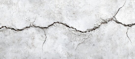 Fototapeta premium Cracked concrete surface coated with gray cement mortar Damage following the earthquake A long winding crack in the wall Copy space Texture background Repair building construction