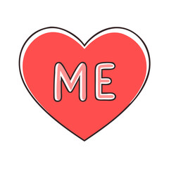 heart with me text vector icon, singles awareness vector illustration - simple illustration of heart with me text perfect for logos, and self love -themed designs.