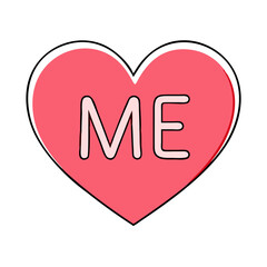 heart with me text vector icon, singles awareness vector illustration - simple illustration of heart with me text perfect for logos, and self love -themed designs.