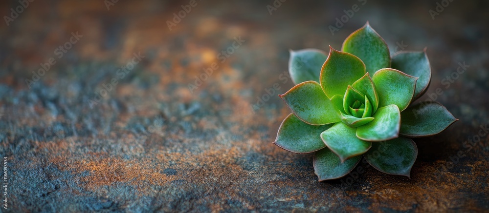 Fototapete A small succulent plant on a rustic background Selective focus Shallow depth of field. with copy space image. Place for adding text or design