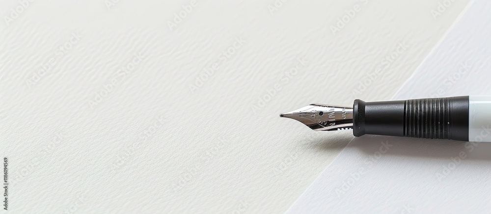 Poster Simple yet Powerful This image highlights the elegance and simplicity of using a ballpoint pen on a blank white page. with copy space image. Place for adding text or design