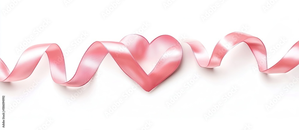 Aufkleber Heart shaped pink ribbon isolated on white. with copy space image. Place for adding text or design