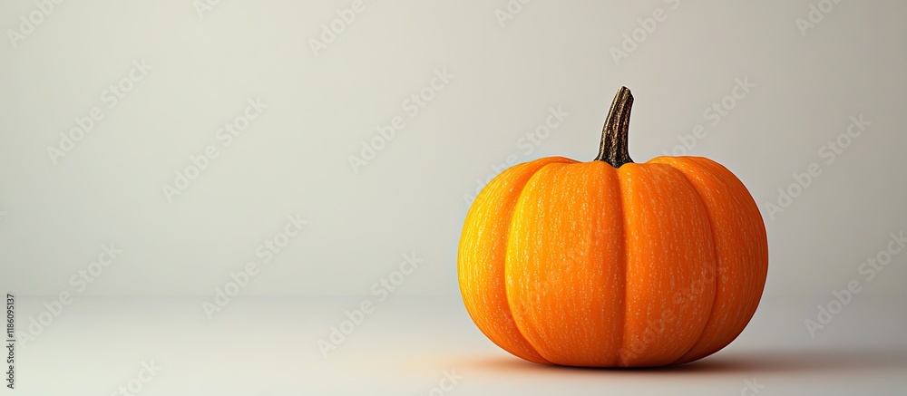 Poster one small pumpkin a minimalistic autumn still life. with copy space image. place for adding text or 