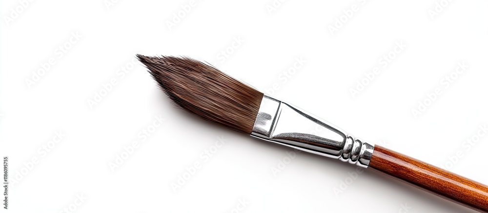 Poster brown paintbrush against white background. with copy space image. place for adding text or design