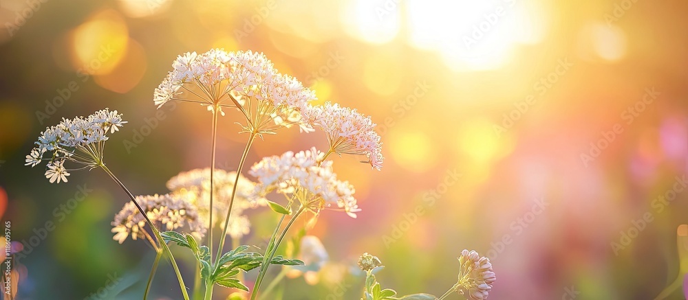 Fototapete macro image of cow parsley flower head in its natural setting close up of cow parsley flower anthris