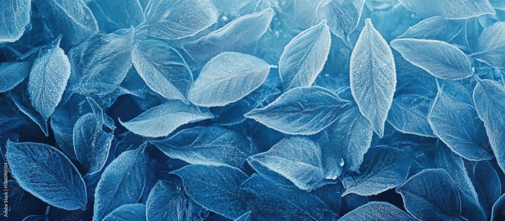Poster icy leaves for background and texture. with copy space image. place for adding text or design