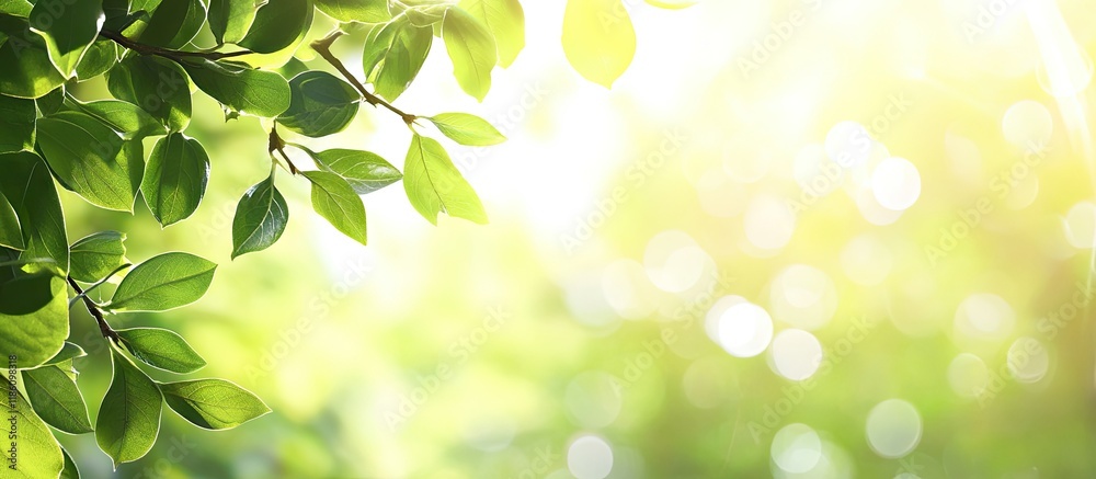 Poster background featuring abstract blurred foliage and vibrant summer sunlight for your text or advertisement. with copy space image. Place for adding text or design