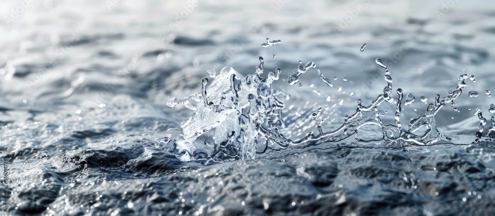 Poster Abstract background for design featuring water splashes on rock Natural backdrop with appealing texture in light gray Stone surface Ample copyspace for text or images