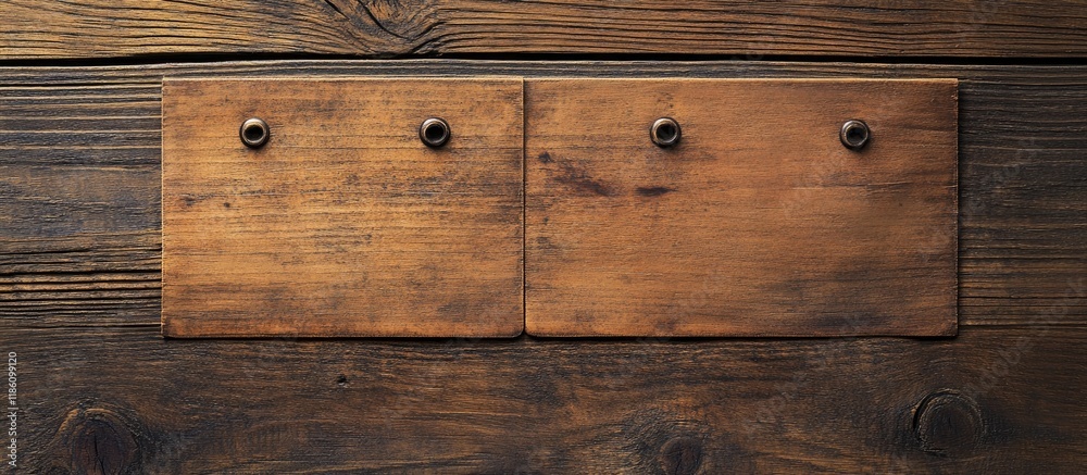 Aufkleber Punched pockets on a wooden table top view Area for text. with copy space image. Place for adding text or design