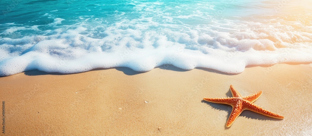 Poster gone to the beach summer holiday vacation starfish theme. with copy space image. place for adding te