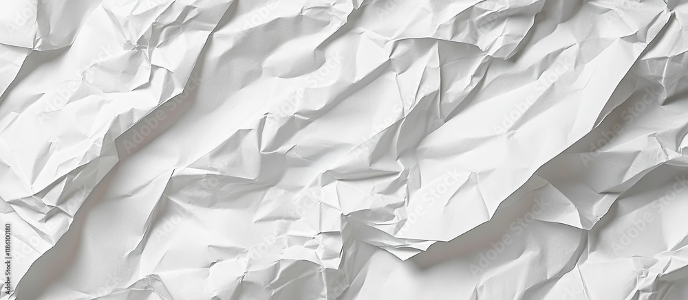 Fototapete crumpled white paper texture top view. with copy space image. place for adding text or design