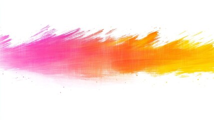 Vibrant Abstract Brushstroke of Pink, Orange, and Yellow on a White Background