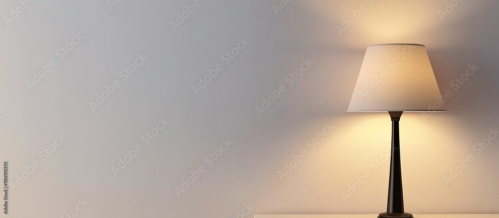 Poster Interior design featuring a lamp against a white wall background. with copy space image. Place for adding text or design
