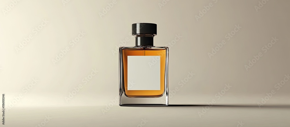 Poster Perfume bottle mockup featuring a blank label for your branding purposes. with copy space image. Place for adding text or design