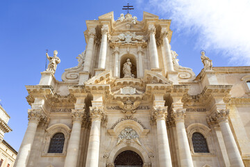 Beautiful view of the Cathedral of Ortigia, in Syracuse