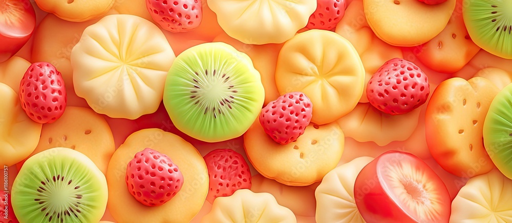 Poster A close up of fruity cookies. with copy space image. Place for adding text or design