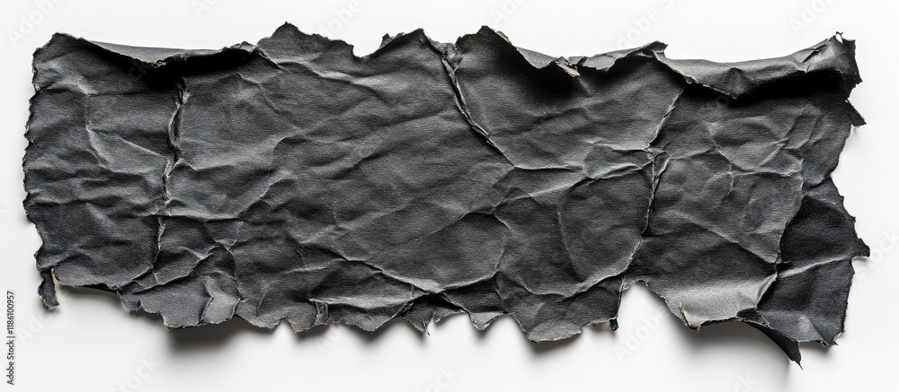 Poster worn ripped black paper on a white background. with copy space image. place for adding text or desig