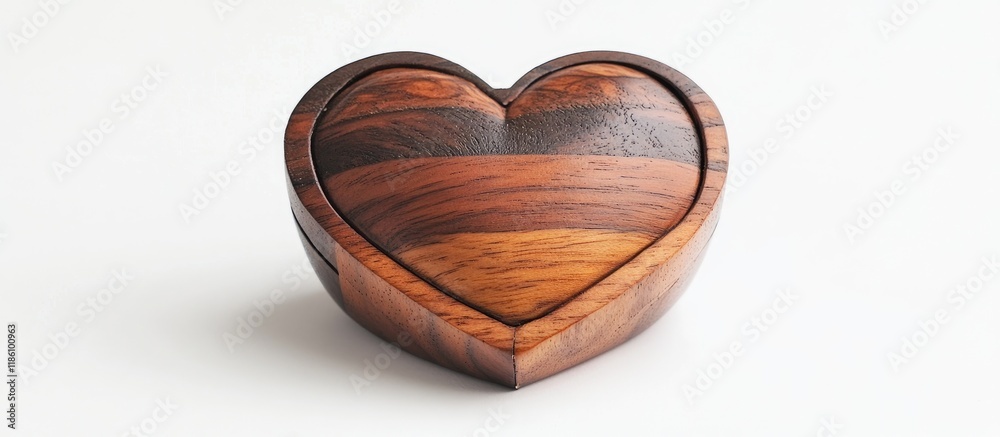 Aufkleber heart wood box of love set against a white background. with copy space image. place for adding text 