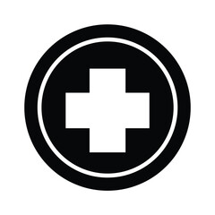 Black and white circle with a white cross in the center. The circle is a symbol of unity and the cross is a symbol of hope and healing.