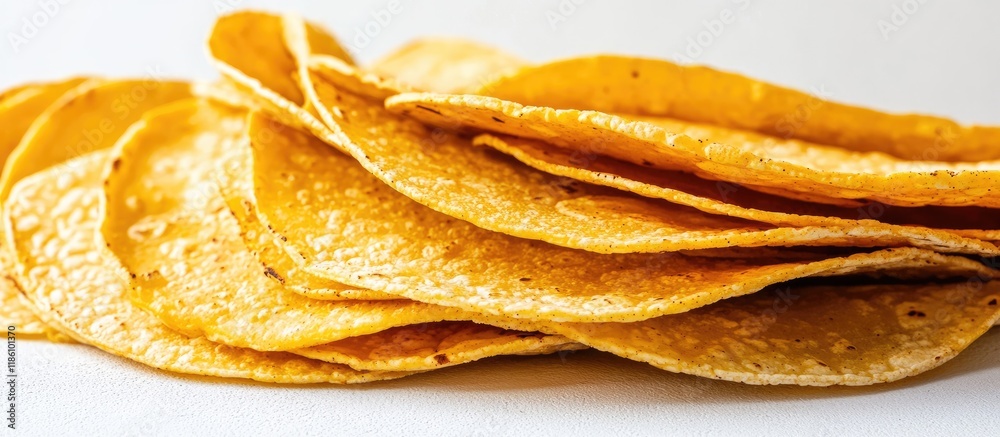 Aufkleber A pile of corn tortillas on a white backdrop. with copy space image. Place for adding text or design