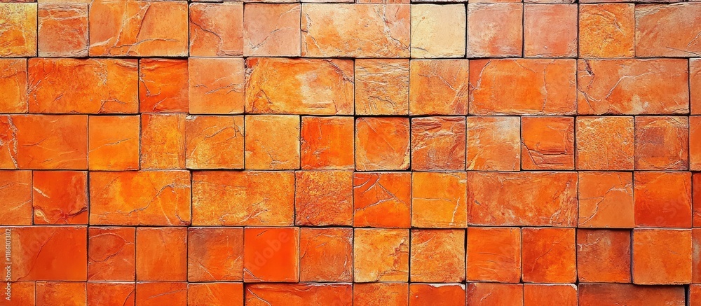 Aufkleber Orange brick wall with a concrete or stone texture serves as a background showcasing limestone in an abstract design suitable for flooring or home projects Brickwork or stonework presents a clean g