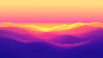 Fototapeta premium Vibrant Sunset Gradient with Smooth Abstract Waves