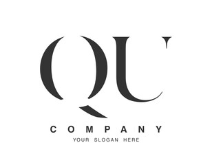 QU logo design. Initial letter q and u serif font style. Creative classic company name typography. Trendy logotype or identity.