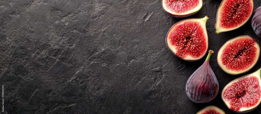 Leinwandbilder Hamon and slices of fresh figs. with copy space image. Place for adding text or design