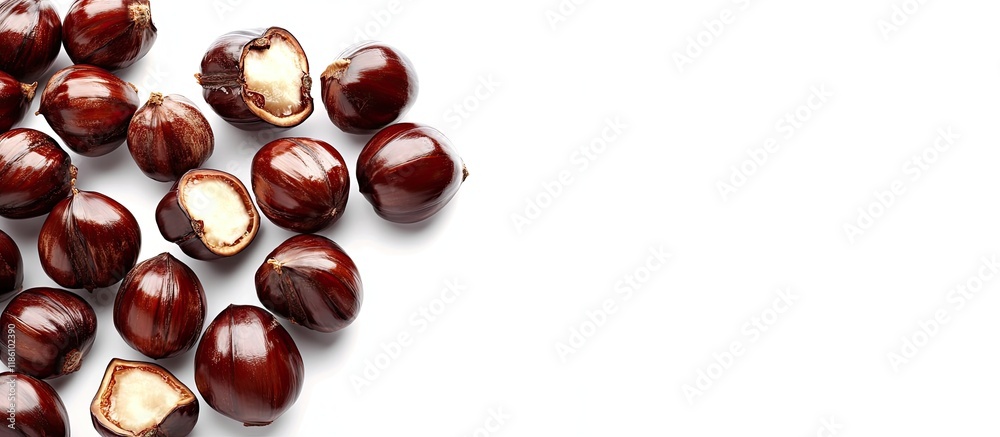 Leinwandbilder edible chestnuts on a white background. with copy space image. place for adding text or design