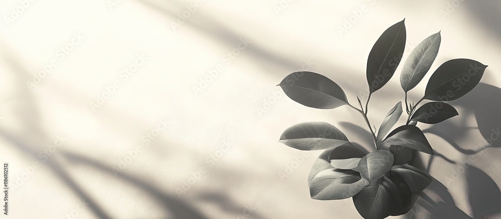 Poster the plant s shadow on a light backdrop with room for text. with copy space image. place for adding t