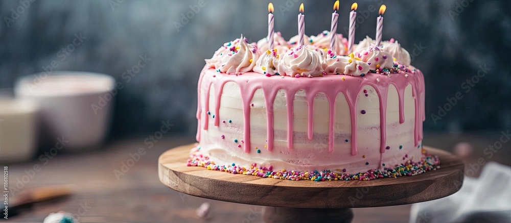 Aufkleber birthday cake homemade dessert. with copy space image. place for adding text or design