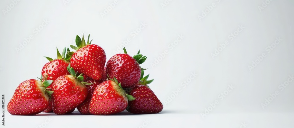 Aufkleber A cluster of strawberries set against a white background with copyspace