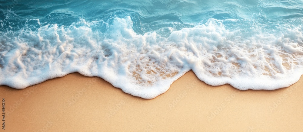 Aufkleber Beautiful sand and gentle blue waves of the sea Summer beach backdrop. with copy space image. Place for adding text or design