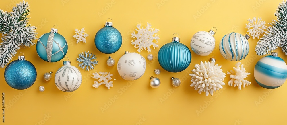 Aufkleber christmas or new year s flat lay arrangement featuring various decorative items sparkles and christm