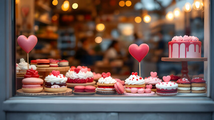 Colorful Bakery Display of Sweet Treats and Desserts