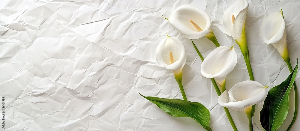 Leinwandbilder beautiful calla lily flowers on a paper background. with copy space image. place for adding text or 