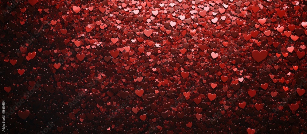 Aufkleber Red heart confetti texture Happy Valentine s Day backdrop. with copy space image. Place for adding text or design