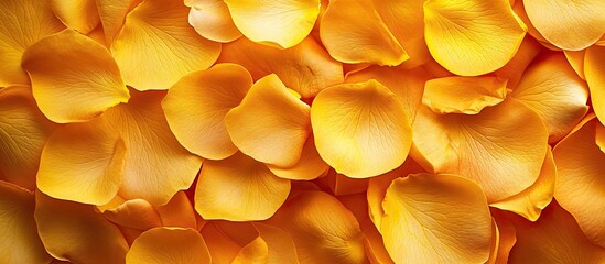 Background of yellow rose petals copy space